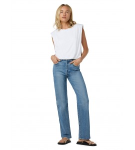 Blue High Rise Straight Jeans