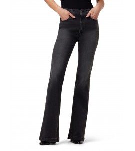 Women's Retro Black and Grey High Rise Flare Jeans