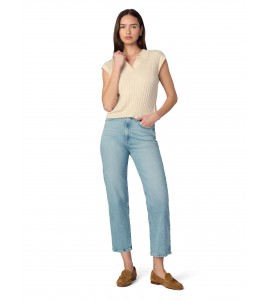 Women's light blue high waist straight jeans