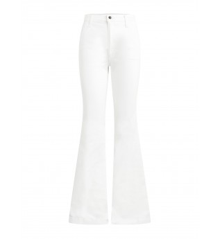 Women's White High Waist Flared Denim Pants