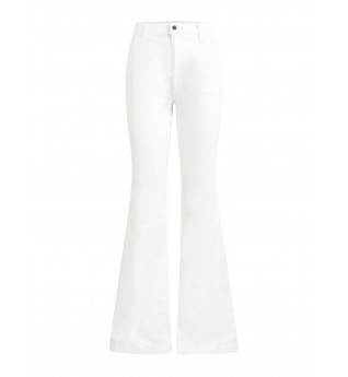 Women's White High Waist Flared Denim Pants