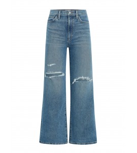 Women's ripped high waist wide leg jeans