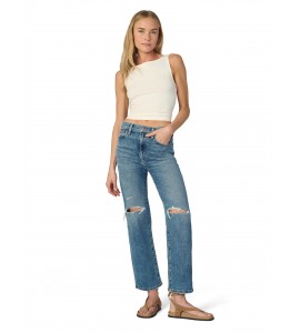 Women's ripped high waist wide leg jeans