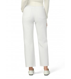 Women's White High Rise Cropped Straight Jeans