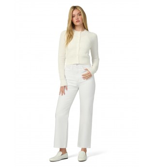 Women's White High Rise Cropped Straight Jeans