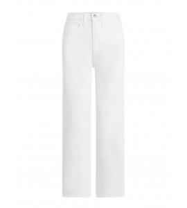 Women's White High Rise Cropped Straight Jeans