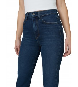 Women's dark blue high waist straight jeans