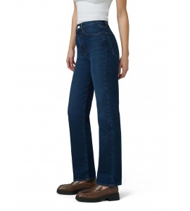 Women's dark blue high waist straight jeans