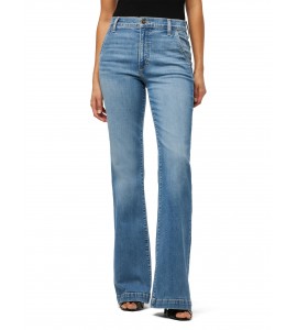 Women's high-waisted floor-length flared jeans