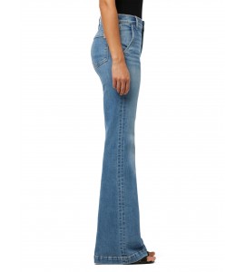 Women's high-waisted floor-length flared jeans
