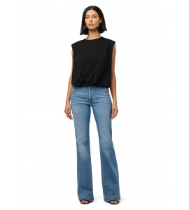 Women's high-waisted floor-length flared jeans