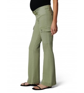 Women's Green Mid-Rise Flared Maternity Jeans