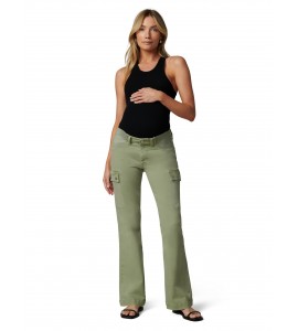Women's Green Mid-Rise Flared Maternity Jeans
